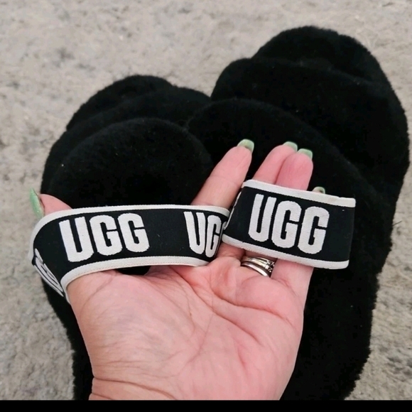Ugg Womens Black Oh Yeah Shearling Warm Indoor Outdoor Fuzzy Sandals 8 main image 8